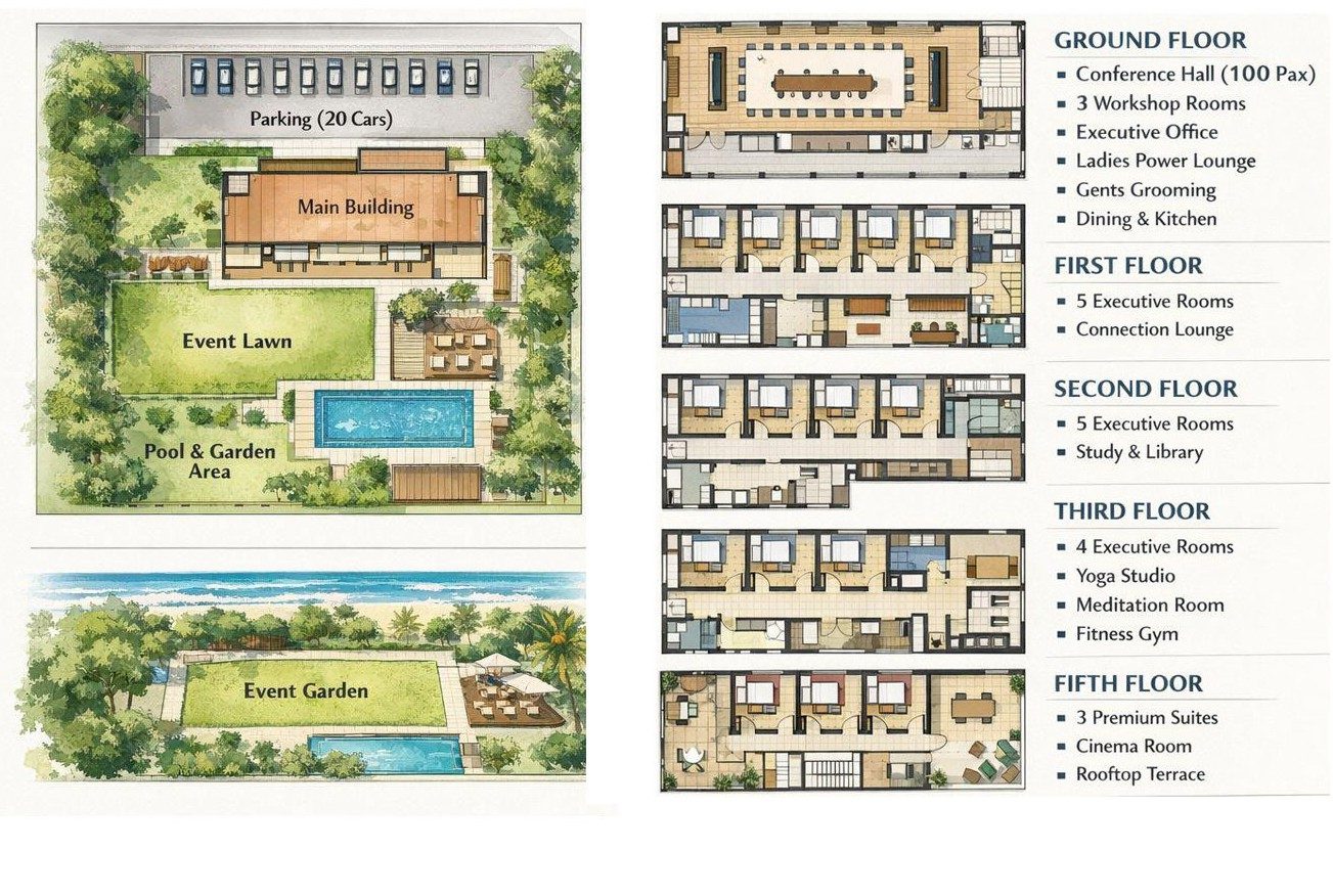 Concept site plan and floor plans of Amore Landmark