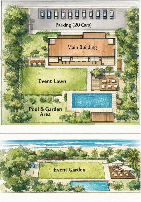 Concept plan of the sea-view event garden beside the beach